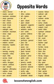 500 Opposite Words List In English Lessons For English For example, such opposite flavors as sweetness and saltiness tend to go well together, as in kettle corn and nuts. 500 opposite words list in english