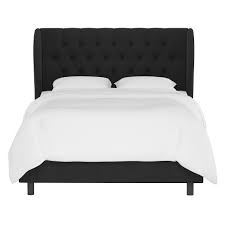 Its soft wingback headboard is padded, button tufted, and upholstered in orly gray fabric. King Tufted Upholstered Wingback Bed Velvet Black Threshold Target