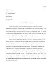 Writing a reflection paper is a little different from writing a dissertation or research paper. Abortion Reflection Paper Ethics Docx Viegas 1 Stephanie Viegas Dr H Gaylon Barker Ethics 288 02 25 March 2017 Abortion Reflection Paper Abortion Is Course Hero