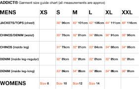 Addict Size Guide