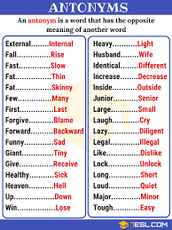 Opposites 300 Antonyms List From A Z With Examples 7 E S L