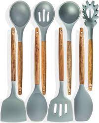 Home Hero Silicone Cooking Utensils Kitchen Utensil Set 8 Natural Acacia Wooden Silicone Kitchen Utensils Set Silicone Utensil Set Spatula Set Silicone Utensils Cooking Utensil Set Kitchen Tools