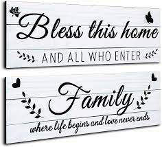 This sign is laser cut and has the wood burns left on. Buy Jetec 2 Pieces Family Rustic Wooden Signs Bless This Home Wooden Wall Art Decor Farmhouse Family Entryway Sign Home Decoration For Bedroom Living Room Office Home Wall Decor 13 8 X 4 7