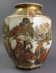 Japanese Hand Painted Moriage And Gold Gilt Satsuma Vase Early 19th Century Satsuma Vase Satsuma Japanese Vase