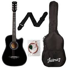 Purchasing guide for the best acoustic guitars. Juarez Acoustic Guitar 38 Inch Cutaway 038c With Bag Strings Pick And Strap Black Amazon In Musical Instruments