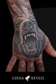 Skull tattoos skull tattoos design can be the first consideration for people who want to have gangsta tattoo designs. Bear Hand Tattoo Made By Giena Revess In Belgium At Inksane Bear Tattoos Hand Tattoos Tattoos