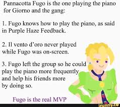 Pannacotta F Ugo Is The One Playing The Piano For Giorno And The Gang Fugo Knows How To Play The Piano As Said In Purple Haze Feedback 2 Il Vento D Oro