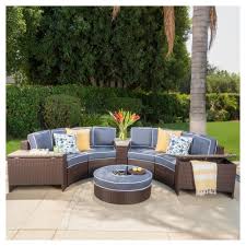 Madras Tortuga 8pc Wicker 1 2 Round Seating Set With Ice Bucket Ottoman Navy Blue Christopher Knight Home In 2020 Patio Furniture Cushions Outdoor Patio Decor Outdoor Cushions Patio Furniture