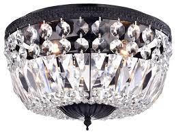 This small and sparkly chandelier is perfect for any room of the house. In Stock 3 Light Bowl Style Crystal Basket Black Flush Mount Chandelier Traditional Flush Mount Ceiling Lighting By Edvivi Llc Houzz