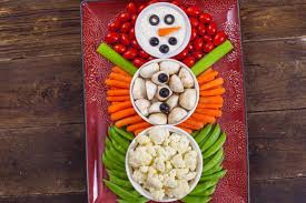 Christmas hors d'oeuvres fall in this category, of course; Christmas Veggie Tray Snowman Eating Richly