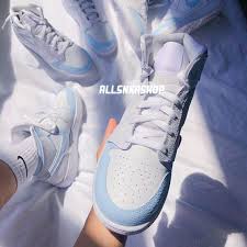 Baby Blue Nike Air Jordan 1 Mid Custom The Custom Movement In 2020 Air Jordans Red Nike Shoes Blue Nike