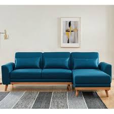 Un choix unique de canapé scandinave bleu canard disponible dans notre magasin. Canape D Angle Scandinave Convertible En Tissu Bleu Avec Couchage 110x210cm Collection Mathis Bleu Cdiscount Maison