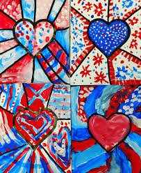 Happy Veterans Day From Some Sweet Second Graders Choose Heart Or Star Shape For Center A Patriotic Art Ideas Valentine Art Projects Elementary Art Projects