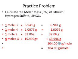 Calculate the molar mass of lithium sulfate in grams per mole or search for a chemical formula or substance. Mass Measurements In Chemistry Calculating Formula Weight Ppt Download