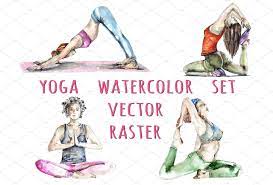 Yoga Poses Set Vector Raster Yoga Poses Poses Raster