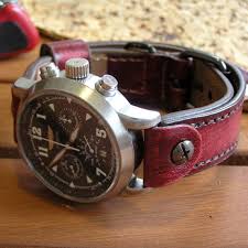 Black And Red Watch Straps Watch Strap Red 20mm 22mm Leather Watch Band Military Watch Leather Watch Handmade Watch Strap Leather Watch Strap