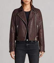 Womens Conroy Leather Biker Jacket Ink Leather Outerwear Brown Leather Jacket Outfit Biker Jacket Street Style