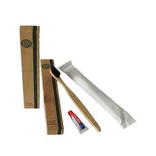 Set 50 bucati pachet periuta din lemn de bambus si pasta de dinti, ambalate  in cutie eco, brand AMS - eMAG.ro