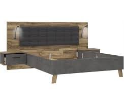 En conforama también hemos pensado en ello y hemos seleccionado diseños de estilo moderno que darán el toque acogedor necesario a tu dormitorio y, al mismo tiempo, te permitirán jugar con la decoración en combinación con el resto de. Cama 160x200 Cm Com Cabeceira E Mesas De Cabeceira Ricciano Carvalho E Cimento Conforama