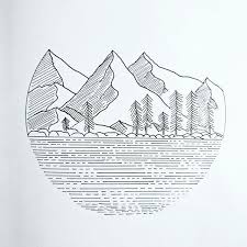 Pen Ink Mountain Lake India Mountain Drawing Mountain Drawing Simple Ink Pen Drawings