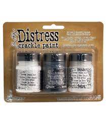 Tim Holtz Ranger Distress Crackle Paint Rock Candy Picket Fence Black Soot