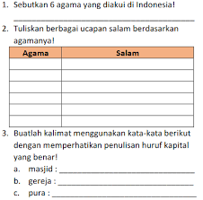 Contoh ketika menuliskan nama seseorang (termasuk julukan), huruf pertama di setiap katanya harus ditulis. Kelas 2