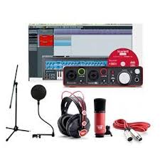 Home Recording Studio Kit With Focusrite Scarlette 2i2 Home Recording Studio Setup Home Recording Studio Recording Studio Setup