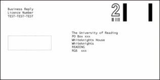 Your full name (and title, if appropriate) line 2: Business Reply Services Postal Services Campus Services Fmd University Of Reading