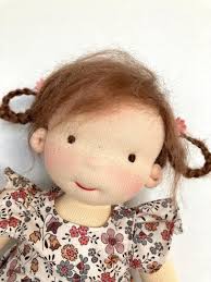 LUISA Doll 38 Cm, 15", Handmade Waldorf Doll Made of Fabric, Wool, With  Chestnut Brown Long Mohair Hair, Brown Eyes, Learning Doll Girl