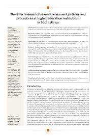 Pdf The Effectiveness Of Sexual Harassment Policies And Procedures At Higher Education Institutions In South Africa