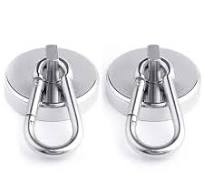 Neodymium Swivel Carabiner Hooks WELLZEER Heavy Duty Magnetic Hooks 170lbs  - 4 Pack Black Swivel Carabiner Hooks Strong Refrigerator Magnets
