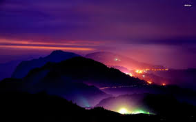 Beautiful Night Lights In The Mountains Hd Wallpaper Beautiful Nature Mountain Wallpaper Nature
