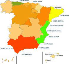 Spain is made up of 17 autonomous regions known in spain as 'comunidades autónomas'. The Spanish Costas Coastlines Map Resorts Weather