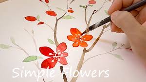 How to paint flowers 1. Beginner Watercolor Flowers Painting Simple Flower Tree Youtube