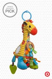 Cute And Colorful The Infantino Go Gaga Giraffe Playtime Pal Features Bright Patterns And Fun Textures Your Baby Toy Links Baby Plush Toys Baby Car Seat Toys