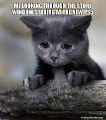 Check spelling or type a new query. Me Looking Through The Store Window Staring At The New Ps5 Confession Cat Make A Meme