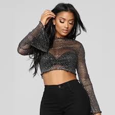 Le chemisier blanc pour femme : Chemisier Transparent En Maille Transparente Pour Femmes Noir Noir Cdiscount Pret A Porter