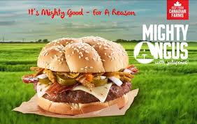 Mcdonald S Canada Is Still Offering The Angus Third Pounders Known As The Mighty Angus Across The Border The Newest Member Of The L Mcdonalds Food Ads Burger
