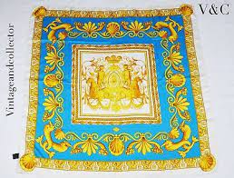 90 S Gianni Versace Vintage Silk Scarf Baroque Print News 90x90 Ebay