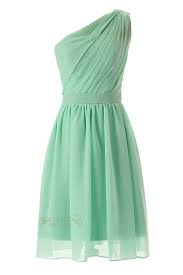 Pleated One Shoulder Mint Chiffon Knee Length Bridesmaid Dress Am53 Mint Bridesmaid Dresses Chiffon Dress Short Knee Length Bridesmaid Dresses