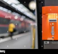 Ticket validator machine for train tickets on a platform of ...