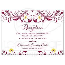 Consider including a wedding reception card with your invitation. Burgundy Yellow Floral Wedding Reception Insert Card