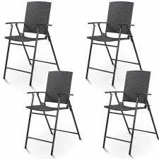 Top picks related reviews newsletter. Costway Folding Rattan Wicker Outdoor Bar Stool Chair Indoor And Outdoor Furniture In Brown 4 Pack Hw52885 The Home Depot