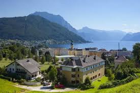 Gmunden mndn is a town in upper austria austria in the district of gmunden it has 13204 inhabitants estimates 2016 it is much frequented as a h. Elevated View Over Idyllic Gmunden Austria Print 19696955