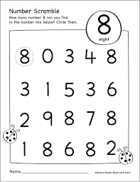 Free Printable Scramble Number Eight Activity Preschool Worksheets Numbers Preschool Number Activities Preschool