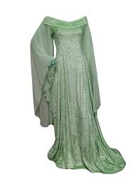 Mint Medieval Wedding Dress Elven Gown Off The Shoulder Elven Dress Prom Dresses With Sleeves Medieval Wedding Dress