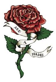 Rose Tattoo With Banner Name Rose Tattoo With Name Tattoo Banner Temporary Tattoos For Adults