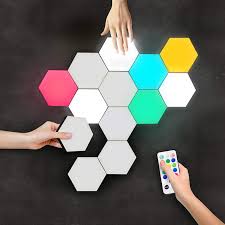How to make rgb light panels#gaming #diy #lifehacks. Luminosia Hexagon Lights Premium Set Of Led Wall Lights Modular Touch Sensitive And Remote Controlled Rgb Lighting Aesthetic Room Decor Perfect Decoration For Living And Bedroom 13 Colors Amazon Com