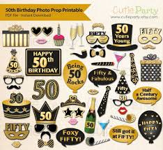 50th Birthday Photo Booth Props Printable 50th Birthday Party Photo Booth Prop Fiftieth Birthday Party 50th Birthday Party 50th Birthday Birthday Party Props