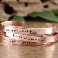 Inspirational Bracelet Hand Stamped Accept What Is Quote Etsy Metal Stamped Jewelry Inspirational Bracelets Custom Cuff Bracelet